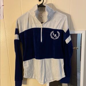 Blue and White Half Zip Pullover